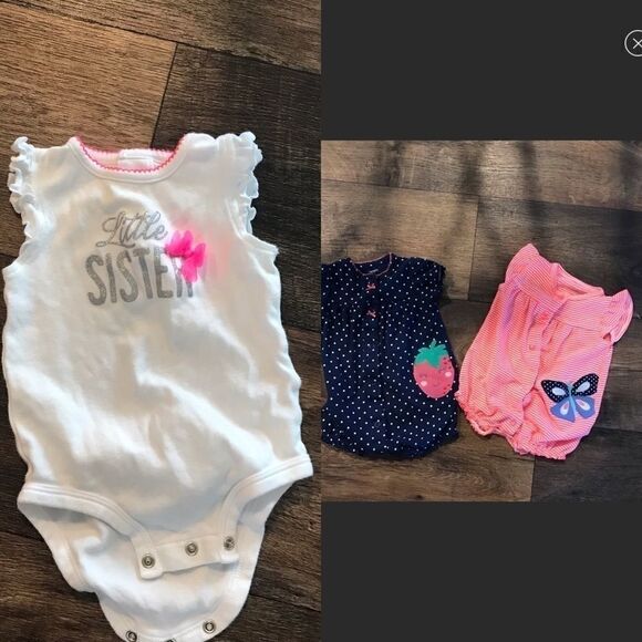 Carter's Rompers Size 6 Months Girls Blue Pink - Picture 2 of 12